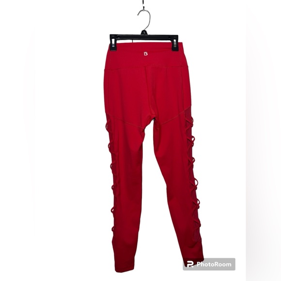 BuffBunny | Red Cross My Heart Leggings Mesh Panel Criss Cross Size Medium - Picture 2 of 8